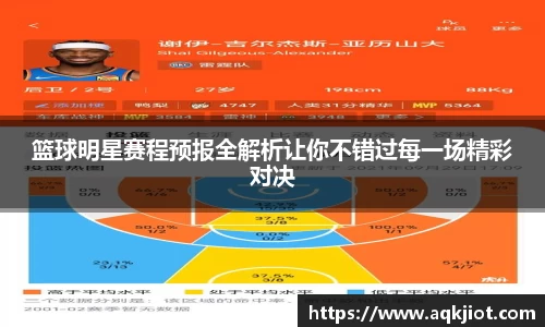 篮球明星赛程预报全解析让你不错过每一场精彩对决